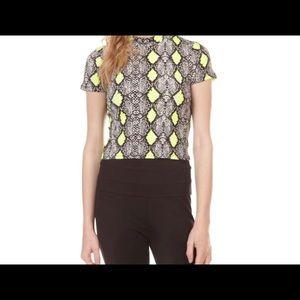 Neon Snake Print Cropped Tee